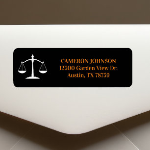 Law School Black Orange Lawyer Returadress Etikett