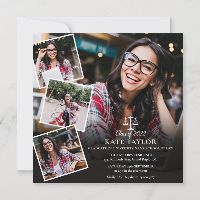 Law School Photo Collage Studenten Square Inbjudningar (Framsida)