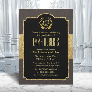 Law School Studenten Elegant Brown & Guld Lawyer Inbjudningar