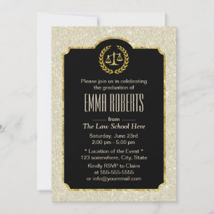 Law School Studenten Elegant Ivory Glitter Lawyer Inbjudningar