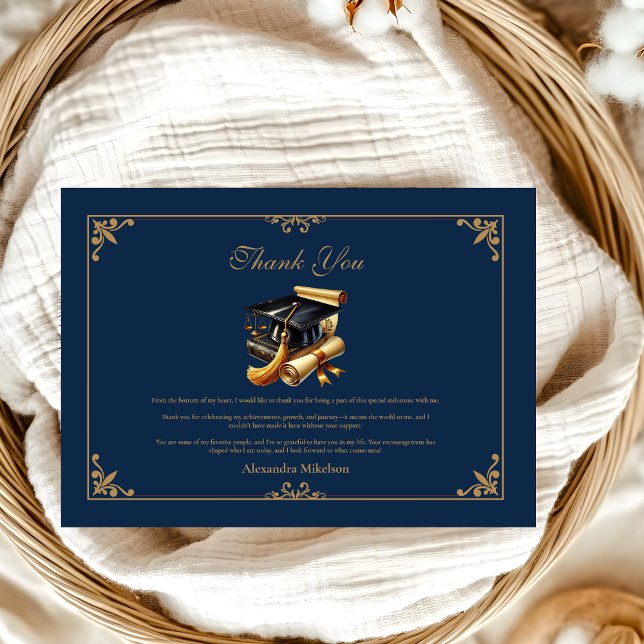 Law School Studenten Modern Navy Blue Guld Tack Kort (Skapare uppladdad)