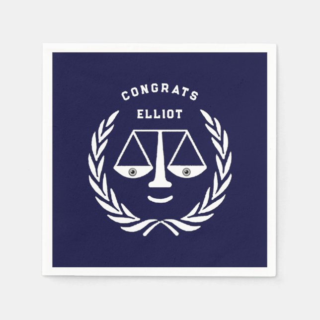 Law School Studenten Navy Blue Pappersservett (Framsidan)