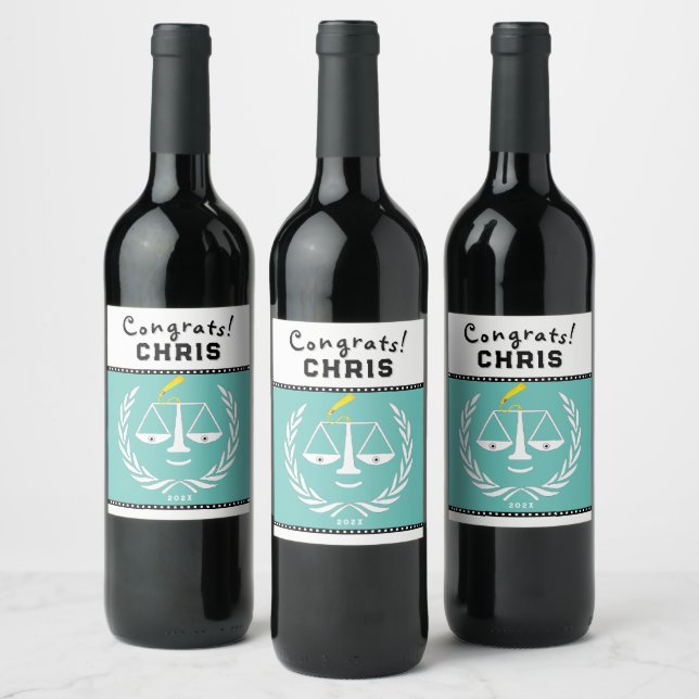 Law School Studentfest Gift Vinflaska Etikett (Flaskor)