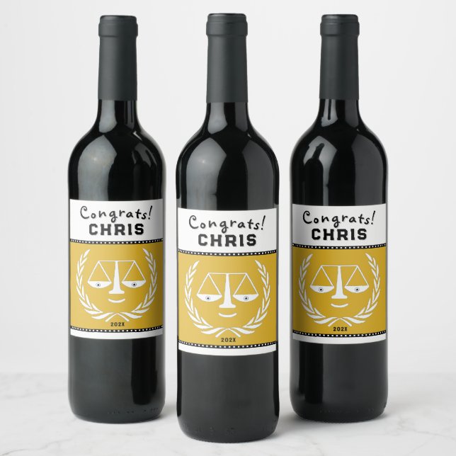 Law School Studentfest Gift Vinflaska Etikett (Flaskor)