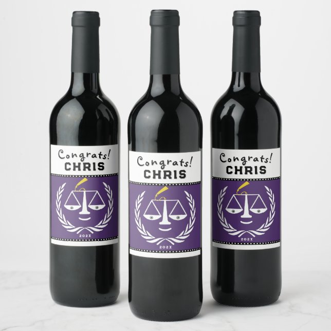 Law School Studentfest Gift Vinflaska Etikett (Flaskor)