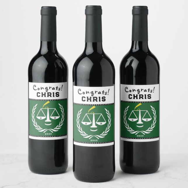 Law School Studentfest Gift Vinflaska Etikett (Flaskor)