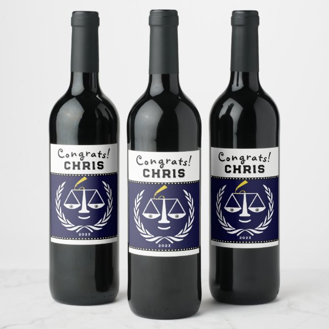Law School Studentfest Gift Vinflaska Etikett (Flaskor)
