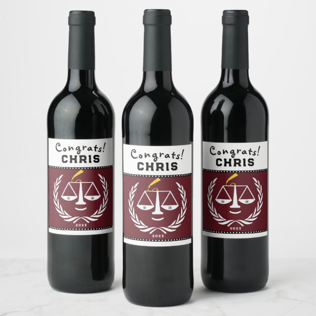 Law School Studentfest Gift Vinflaska Etikett (Flaskor)