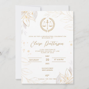 Law School Studentfest - Simple Guld and White Inbjudningar