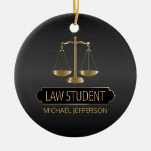 Law Student - Black och Guld Julgransprydnad Keramik