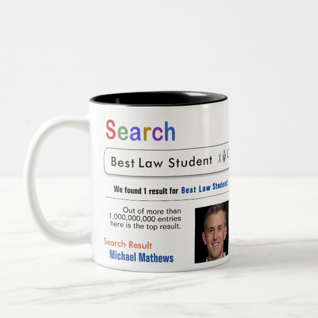 Law Student Funny Anpassningsbar Best Search Gift  Två-Tonad Mugg (Vänster)