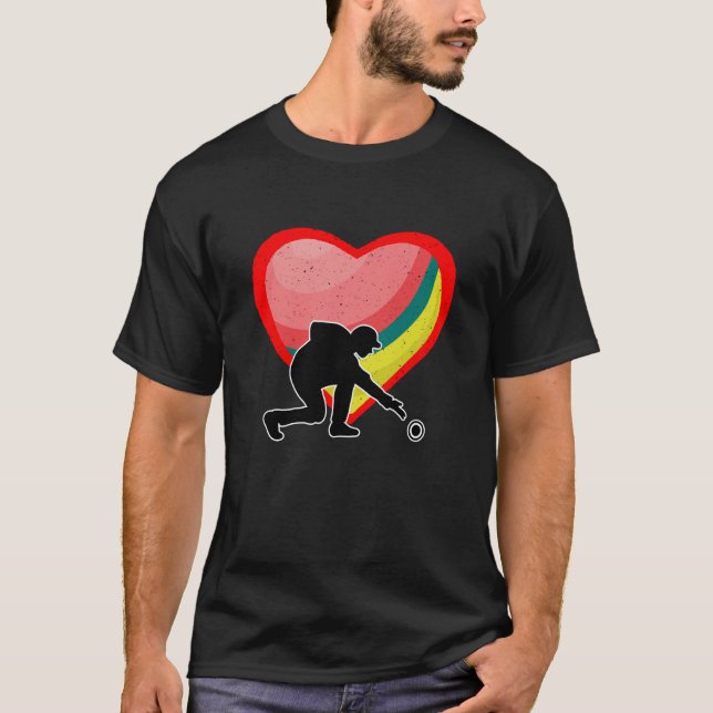 Lawn Bowling Heart Sport Love Anti Valentines Day T Shirt (Framsida)