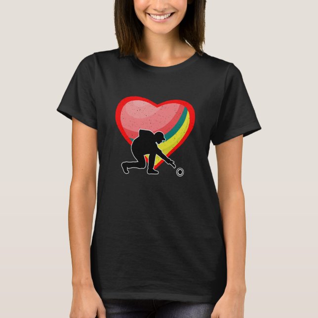 Lawn Bowling Heart Sport Love Anti Valentines Day T Shirt (Framsida)