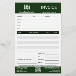 Lawn Care Service Business Invoice Brevpapper