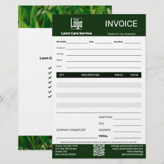 Lawn Care Service Business Invoice Brevpapper