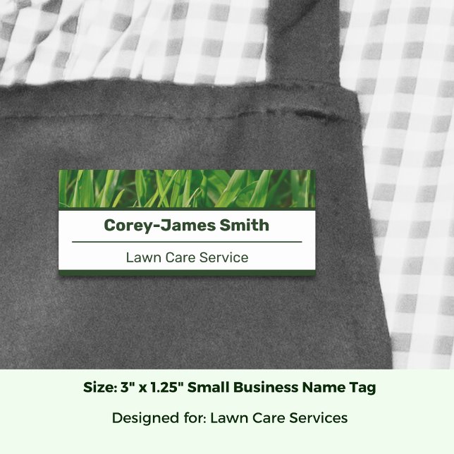 Lawn Care Service Image White Green Namnbricka (Lawn Care Service Image White Green Name Tag; Size: 3 x 1.25 Inch)