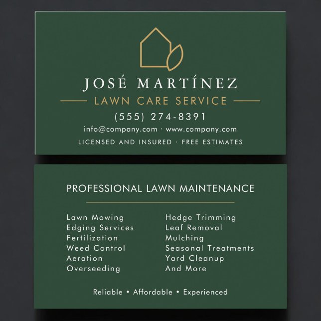 Lawn Care Service Professional Visitkort (Skapare uppladdad)