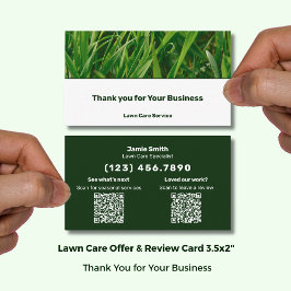 Lawn Care Service  Thank You & Review Combo Visitkort