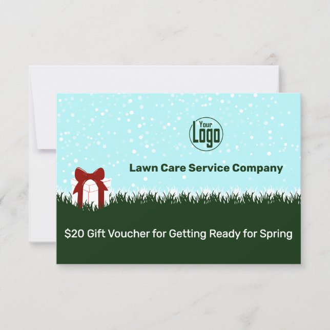 Lawn Care Service Winter Season Gift Voucher Card (Framsida)