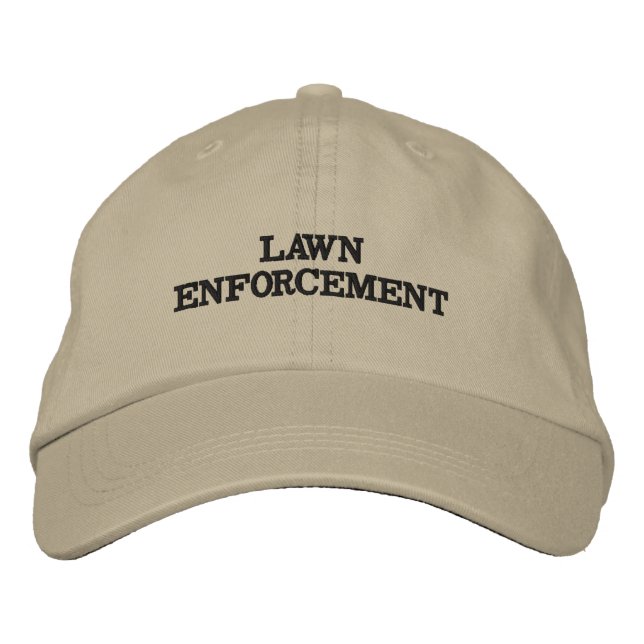 Lawn Enforcement Tan & Black Hat Broderad Keps (Framsida)