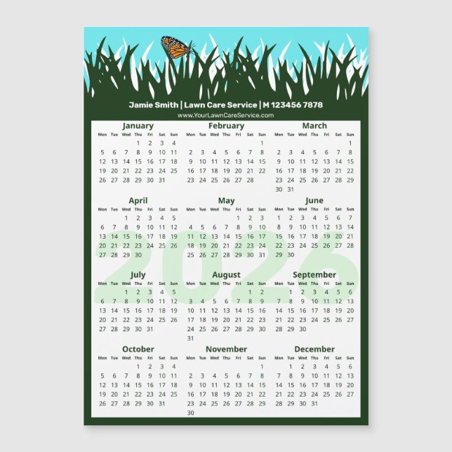 Lawn & Garden Maintenance Magnetic 2026 Calendar (Framsida)