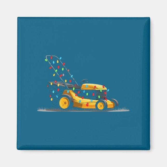 Lawn Mower Christmas Graphics Lights Lover Mowing  Magnet (Framsidan)