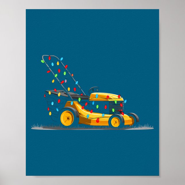 Lawn Mower Christmas Graphics Lights Lover Mowing  Poster (Framsidan)
