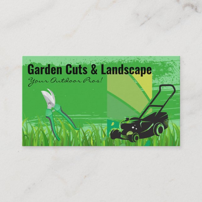 Lawn Mower Cutting | Grass | Landscapers Visitkort (Framsida)