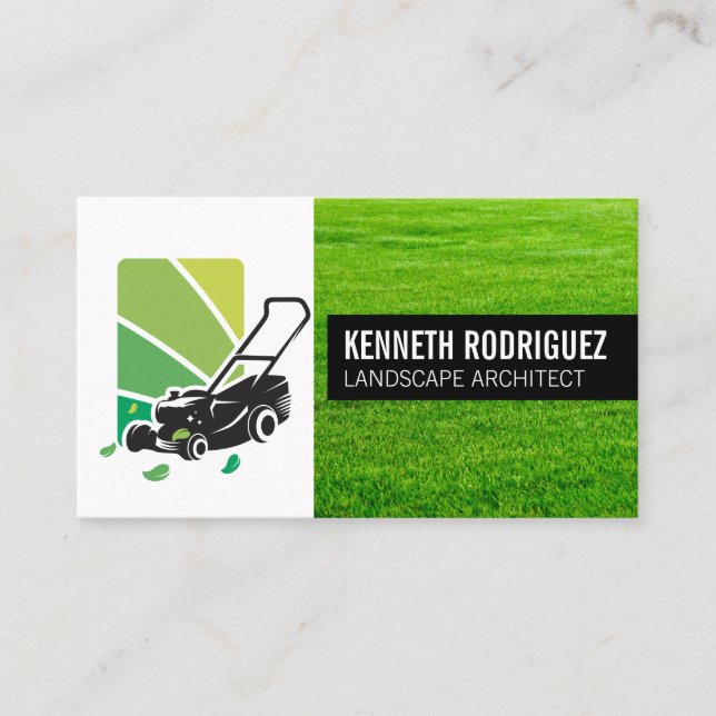 Lawn Mower Landscaping Logo | Grass Visitkort (Framsida)