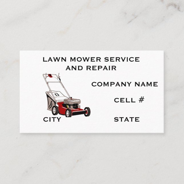 Lawn Mower Service And Repair Visitkort (Framsida)