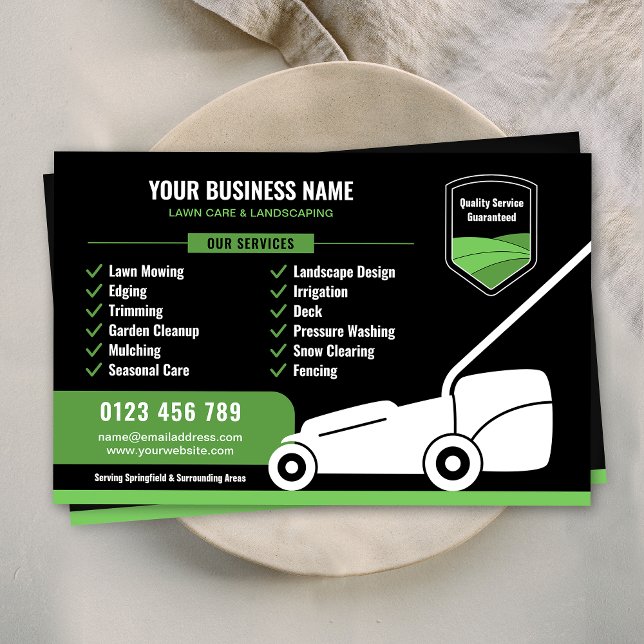 Lawn Mowing & Landscaping Business Marketing Flygblad (Lawn Mowing & Landscaping Business Marketing Flyer in Black and Green)