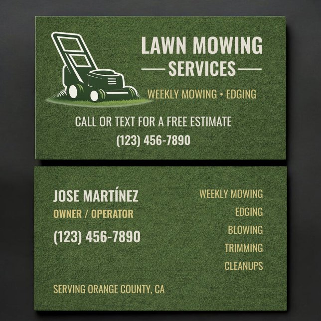 Lawn Mowing Services Business Card Visitkort (Skapare uppladdad)