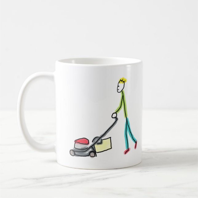 Lawn Mowing Stickman Kaffemugg (Vänster)