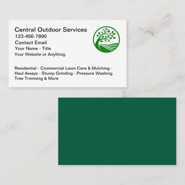 Lawn Outdoor Services Business Cards Mockup  Visitkort (Fram/baksida)
