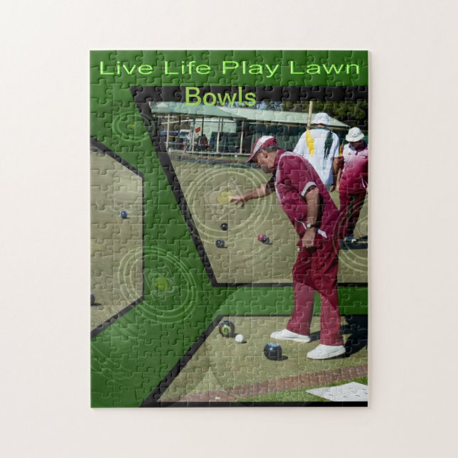 Lawnbowlers spelar Gräsmatta Bowls. Pussel (Vertikal)