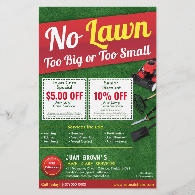 LawnCare Landscaping Grass Cending Flyer 8,5 x 5,5 (Framsidan)