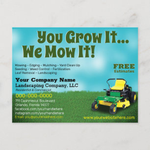 Lawncare Landscaping Grass Cending Flyer Postcard Vykort
