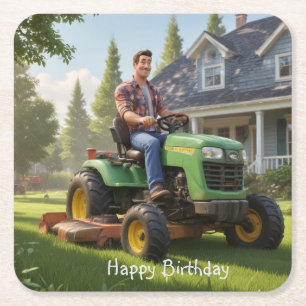 Lawnmower Man Birthday Underlägg Papper Kvadrat