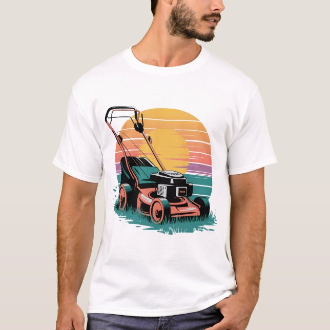 Lawnmower Sunset T Shirt (Framsida)
