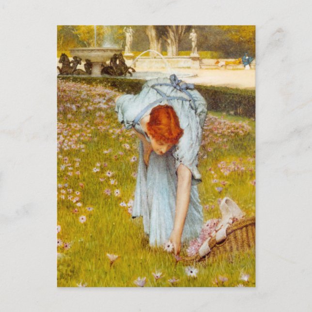 Lawrence Alma Tadema Vår i Garden Postcard Vykort (Framsida)