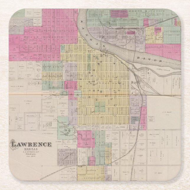 Lawrence Kansas Underlägg Papper Kvadrat (Framsidan)