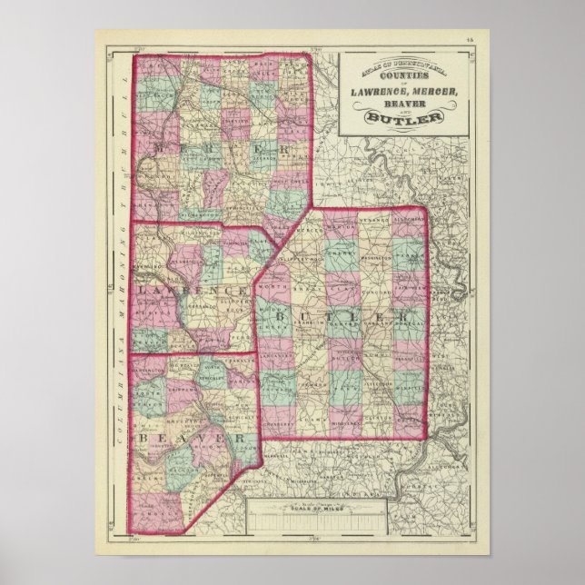 Lawrence, Mercer, Beaver, Butler County Poster (Framsidan)