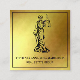 *~* Lawyer AP15 Attorney Justice Blind Gold Foil Fyrkantigt Visitkort