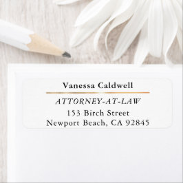 Lawyer Attorney At Law Classy White Returadress Etikett
