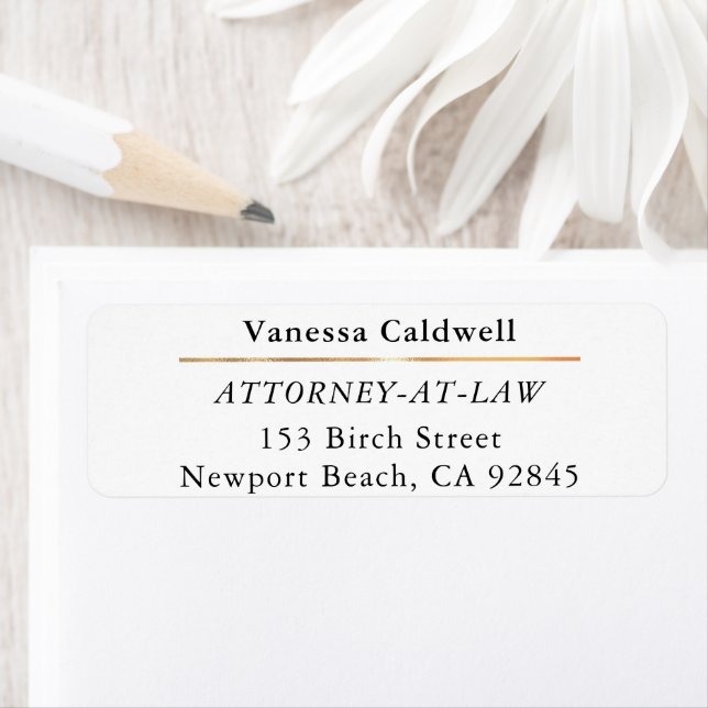 Lawyer Attorney At Law Classy White Returadress Etikett (Insitu)