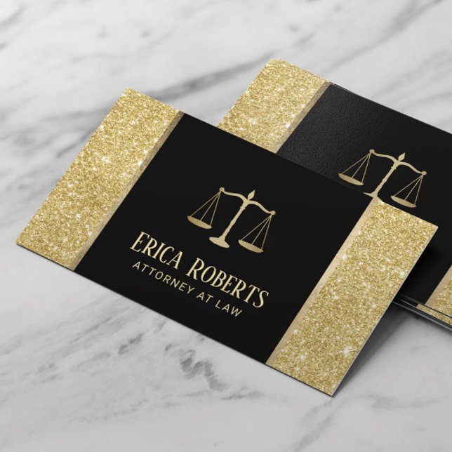 Lawyer Attorney at Law Modern Gold Glitter Visitkort (Skapare uppladdad)