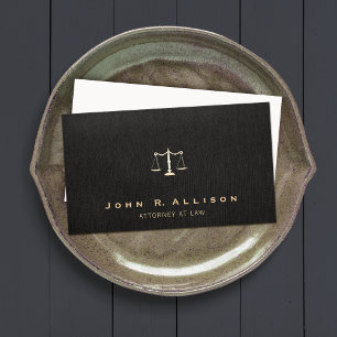 Lawyer Black Linen look Scales of Justice Visitkort