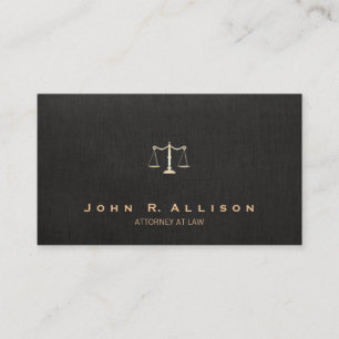 Lawyer Black Linen look Scales of Justice Visitkort