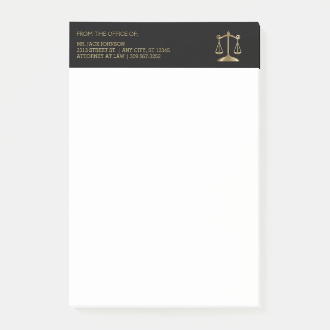 Lawyer - Black och Guld Post-it Block (Framsida)