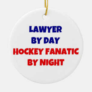Lawyer by Day Hockey Fanatic by Night Julgransprydnad Keramik